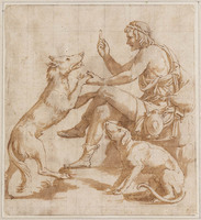 A+ 052
          <br/>
          Zittende man met een hond en een wolf
          <br/>
          <em>Giulio Romano (1499-1546)</em>